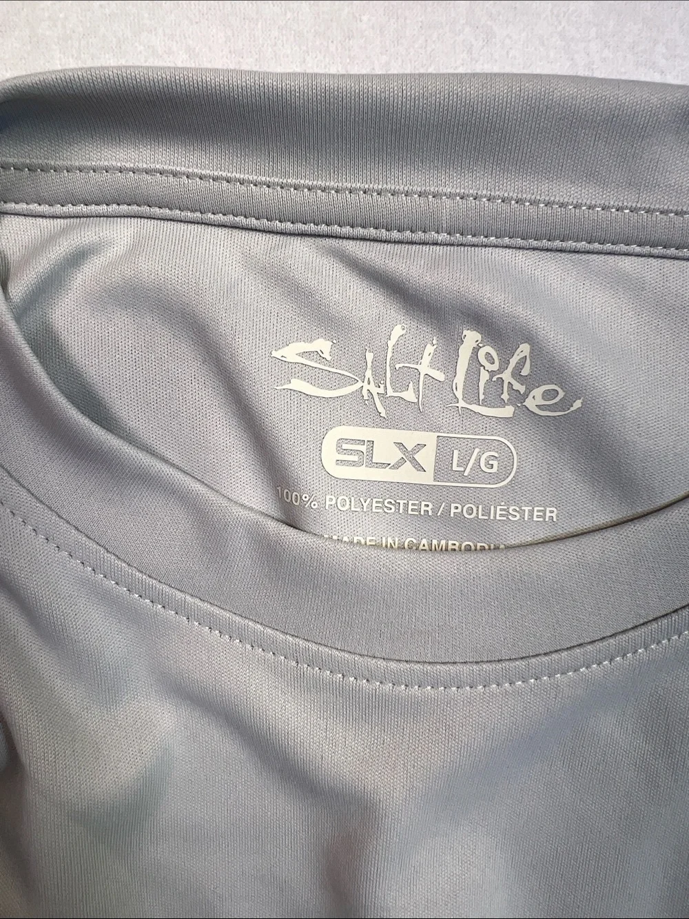Salt Life Light Gray Long Sleeve Performance Shirt with Marlin Logo